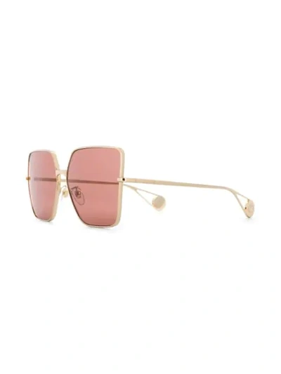 GUCCI EYEWEAR SQUARE TINTED SUNGLASSES - 金色