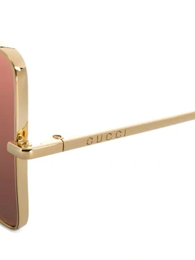 Shop Gucci Square Tinted Sunglasses In Gold