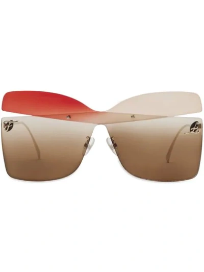 Shop Fendi Kaligraphy Sunglasses In Brown