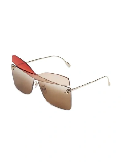 Shop Fendi Kaligraphy Sunglasses In Brown