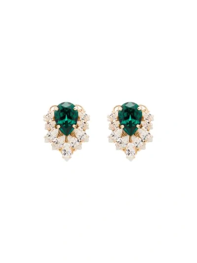 Shop Anton Heunis Crystal Cluster Earrings In Green/gold