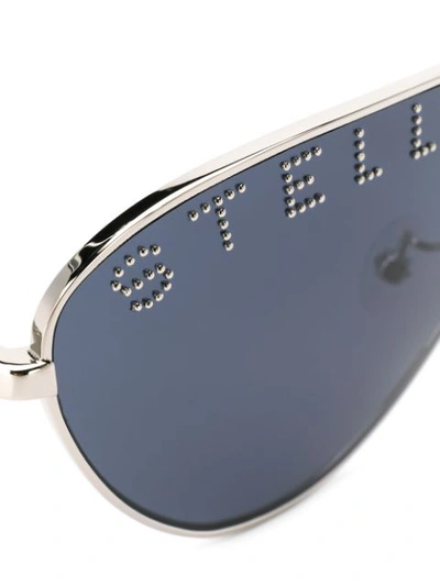 Shop Stella Mccartney Glitter Logo Sunglasses In Silver