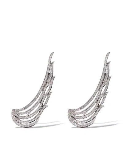 Shop As29 18kt White Gold Ocean Diamond Ear Cuffs In Silver