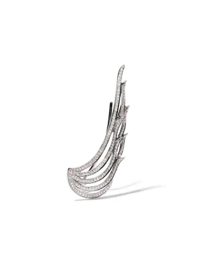 Shop As29 18kt White Gold Ocean Diamond Ear Cuffs In Silver