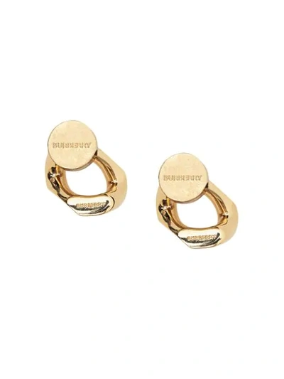 Shop Burberry Small Chain-link Earrings In Gold