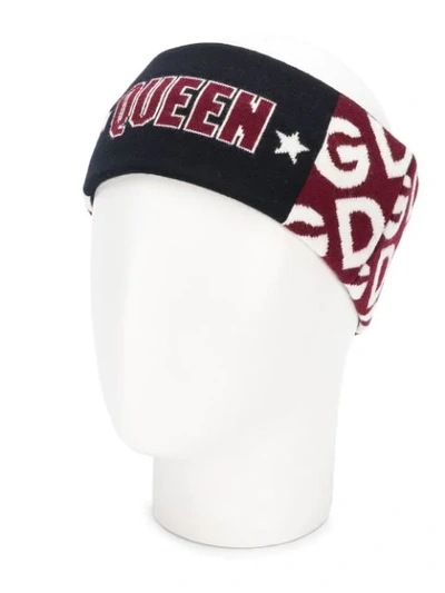 Shop Dolce & Gabbana "queen" Logo Print Hairband In Black