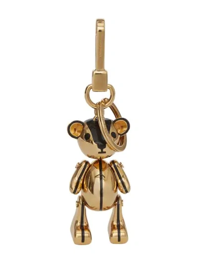 Shop Burberry Gold-plated Thomas Bear Charm In Black / Light Gold