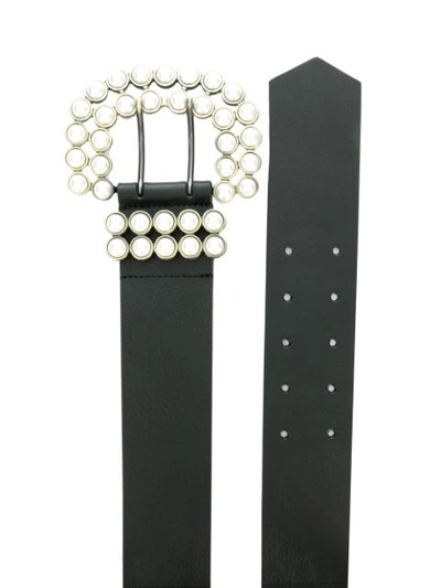 Shop Philosophy Di Lorenzo Serafini Pearl Embellished Buckle Belt - Black