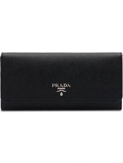 Shop Prada Saffiano Leather Wallet - Black