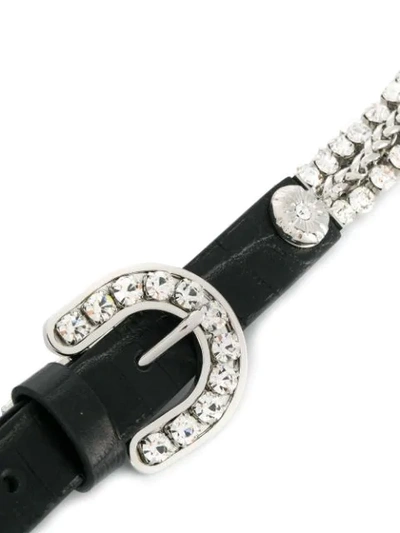 Shop Alessandra Rich Crystal Embellished Belt In Black