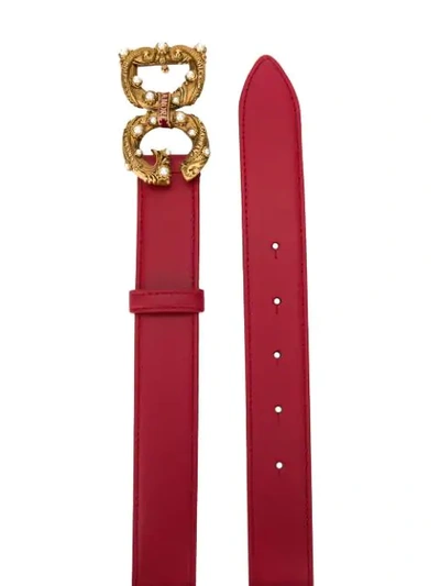 Shop Dolce & Gabbana Logo Plaque Belt In Red