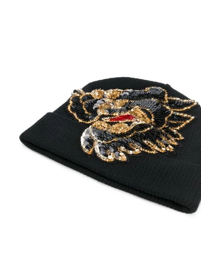 Shop P.a.r.o.s.h . Sequin Embellished Knitted Hat - Black