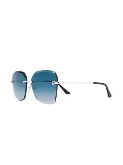Shop Cartier Panthère Sunglasses In Blue ,grey