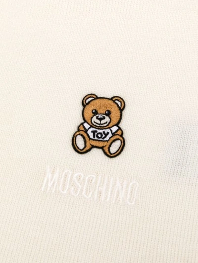 Shop Moschino Toy Bear Winter Scarf In White