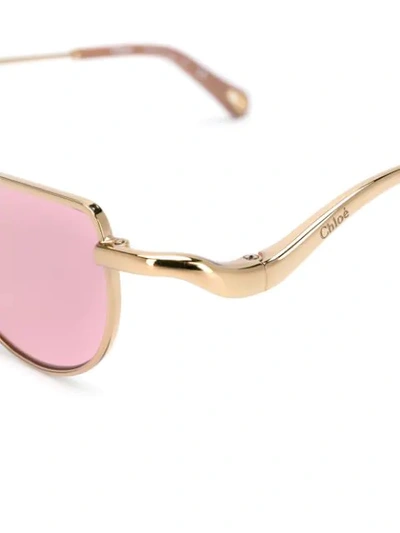 Shop Chloé Ayla Half-moon Frame Sunglasses In Gold