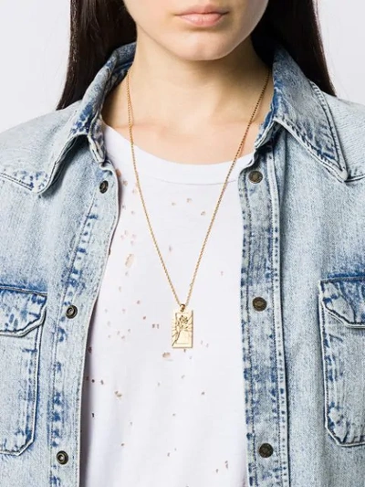 Shop Northskull Rose Charm Necklace In Gold