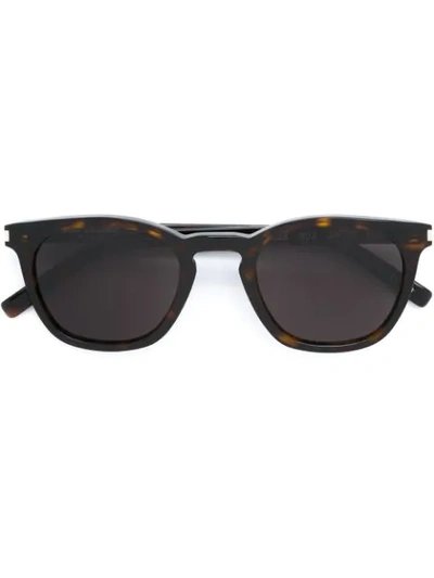 Shop Saint Laurent Tortoise Shell Sunglasses In Brown