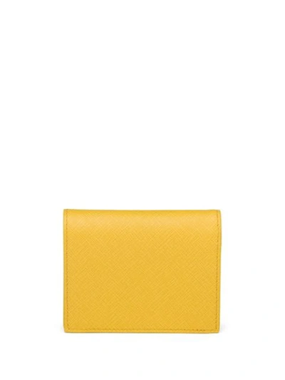 Shop Prada Kleines Saffiano-portemonnaie In Yellow