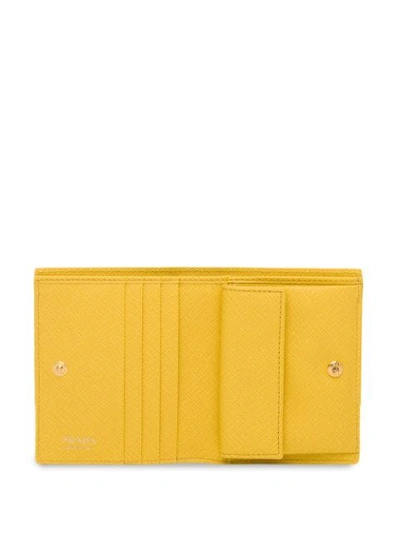 Shop Prada Kleines Saffiano-portemonnaie In Yellow
