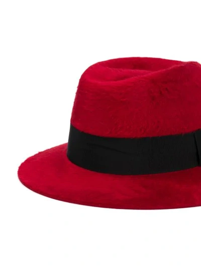 Shop Saint Laurent Felt Fedora Hat In Red