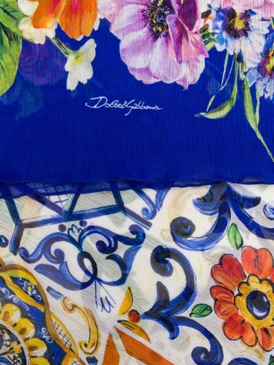 Shop Dolce & Gabbana Foulard Tile Print Scarf In Blue