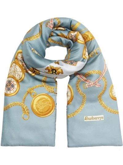 Shop Burberry Archive Scarf Print Silk Puffer Scarf In Multicolour
