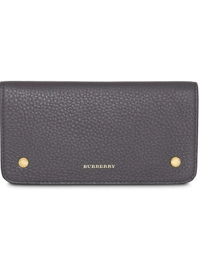 Shop Burberry Leather Phone Wallet In Grey