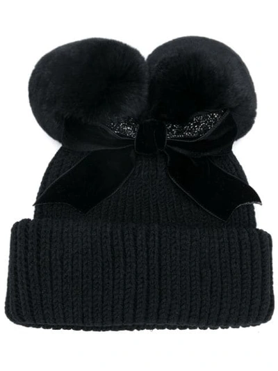 Shop Ca4la Pom-pom Beanie Hat - Black