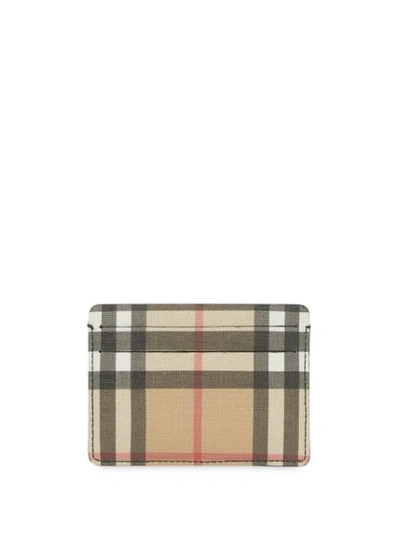 Shop Burberry Logo Graphic Vintage Check E-canvas Card Case In Neutrals