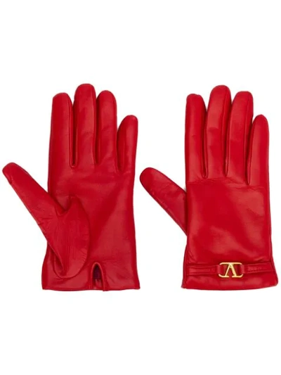 Shop Valentino Garavani V Logo Gloves In Ju5 Red