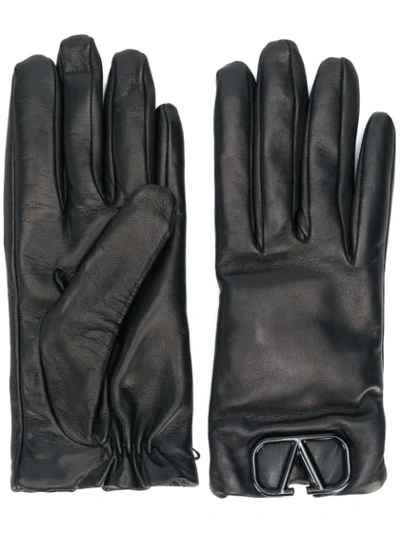 Shop Valentino Vlogo Gloves In Black