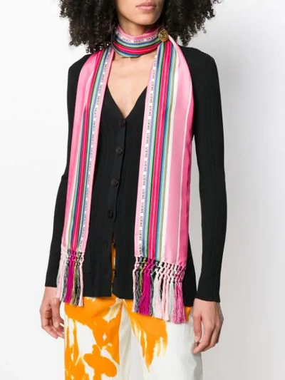 Shop Loewe Striped Scarf In Pink