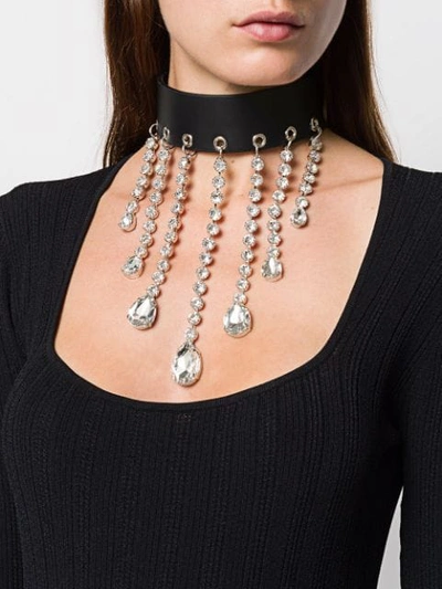 Shop Alessandra Rich Crystal Drop Necklace In Black