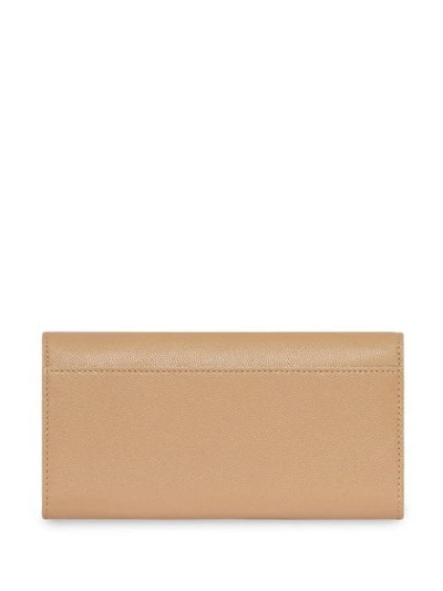 Shop Burberry Monogram Motif Grainy Leather Continental Wallet In Neutrals