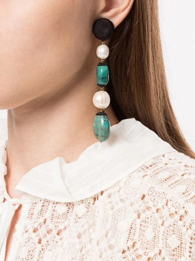 Shop Rebecca De Ravenel Geometric Drop Earrings In Multicolour