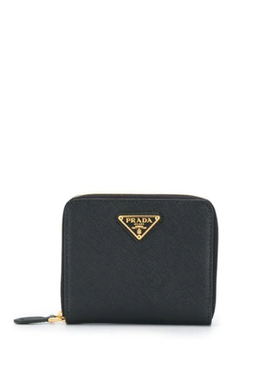 Shop Prada Small Zipped Leather Wallet In Black