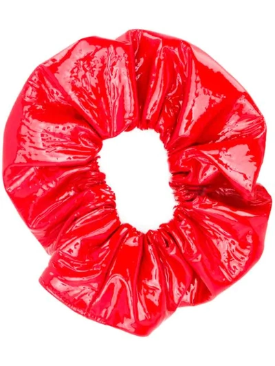 Shop Manokhi Patent Hair Scrunchie In Red