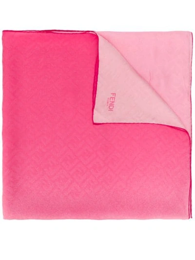 Shop Fendi Ff Print Two-toned Scarf In Pink