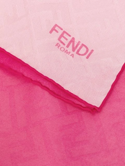 Shop Fendi Ff Print Two-toned Scarf In Pink