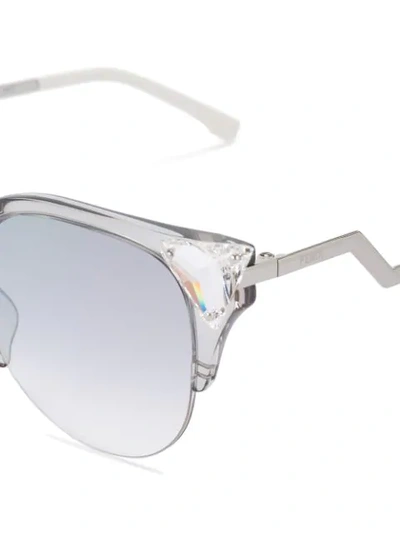 Shop Fendi Metallic Iridia Palladium Sunglasses