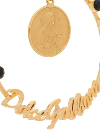 Shop Dolce & Gabbana Votive Motif Clip-on Hoop Earrings In Gold