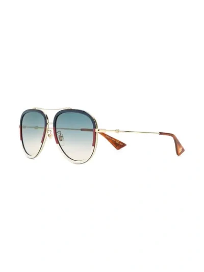 Shop Gucci Aviator Sunglasses In Multicolour