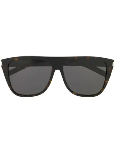 Shop Saint Laurent Aviator Shaped Sunglasses In 004 Havana 