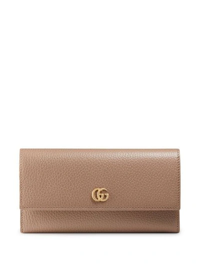 Shop Gucci Leather Continental Wallet In Neutrals