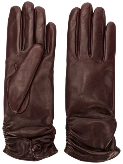Shop Gala Gloves Ruched Cuff Gloves In Red