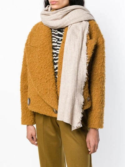 Faliero Sarti Frayed Edges Scarf - Neutrals In Neutrals