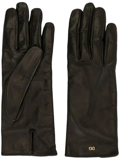 Shop Dolce & Gabbana Logo Detail Short Gloves In Black