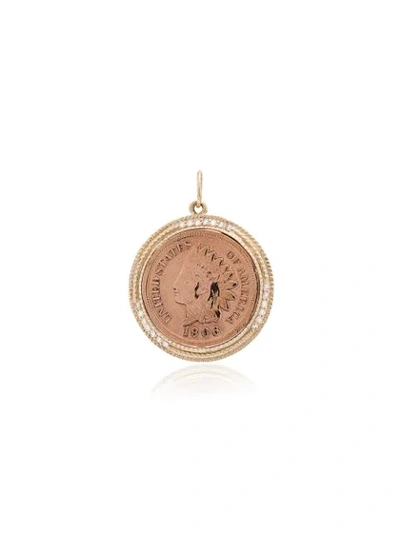 Shop Jacquie Aiche 14kt Gold And Diamond Coin Necklace