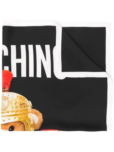 Shop Moschino Roman Bear Print Scarf In Black