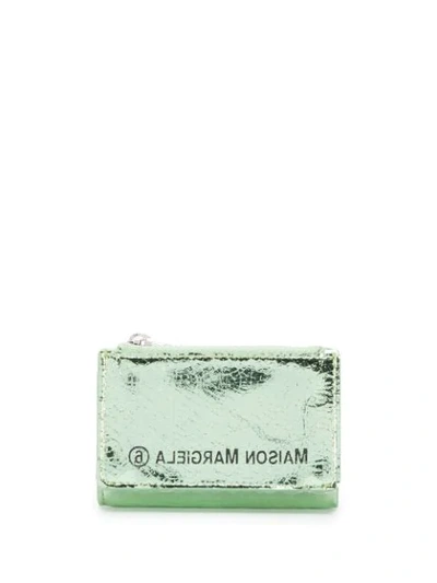Shop Mm6 Maison Margiela Metallic Sheen Zipped Wallet In Green